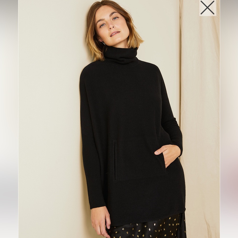 Garnet Hill Black oversized cashmere tunic